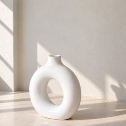 Matte White Donut Ceramic Vase - additional product view
