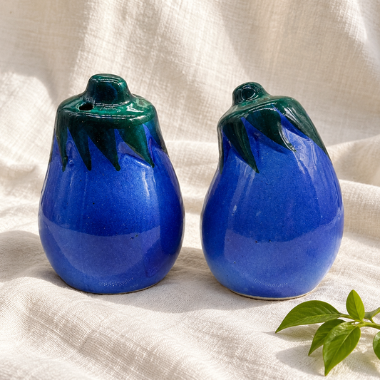 Brinjal Ceramic Salt and Pepper Shakers - Set of 2 - product view