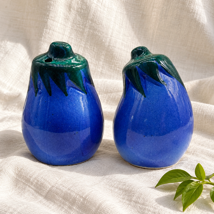 Brinjal Ceramic Salt and Pepper Shakers - Set of 2