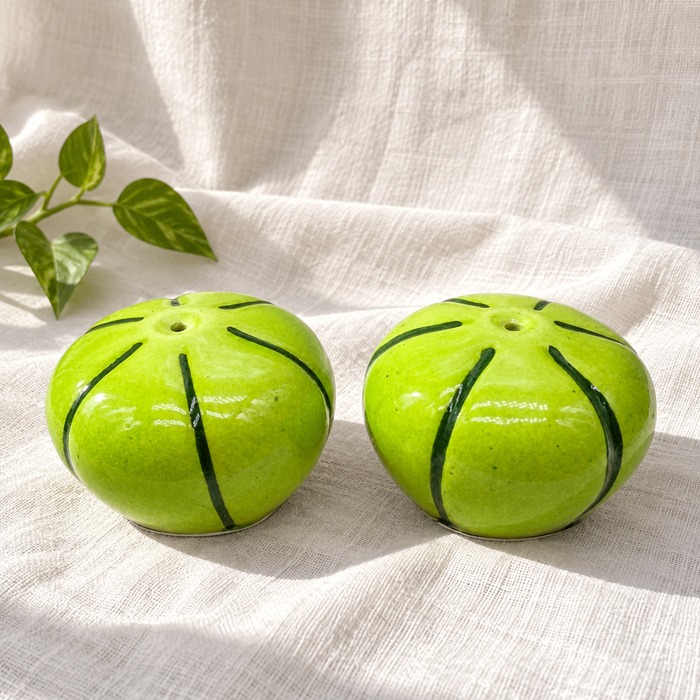 Melon Ceramic Salt and Pepper Shakers - Set of 2