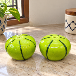Melon Ceramic Salt and Pepper Shakers - Set of 2 - home lifestyle view