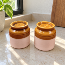 Classic Brown and White Salt and Pepper Shakers - Set of 2 - home lifestyle view