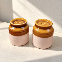 Classic Brown and White Salt and Pepper Shakers - Set of 2 - additional product view