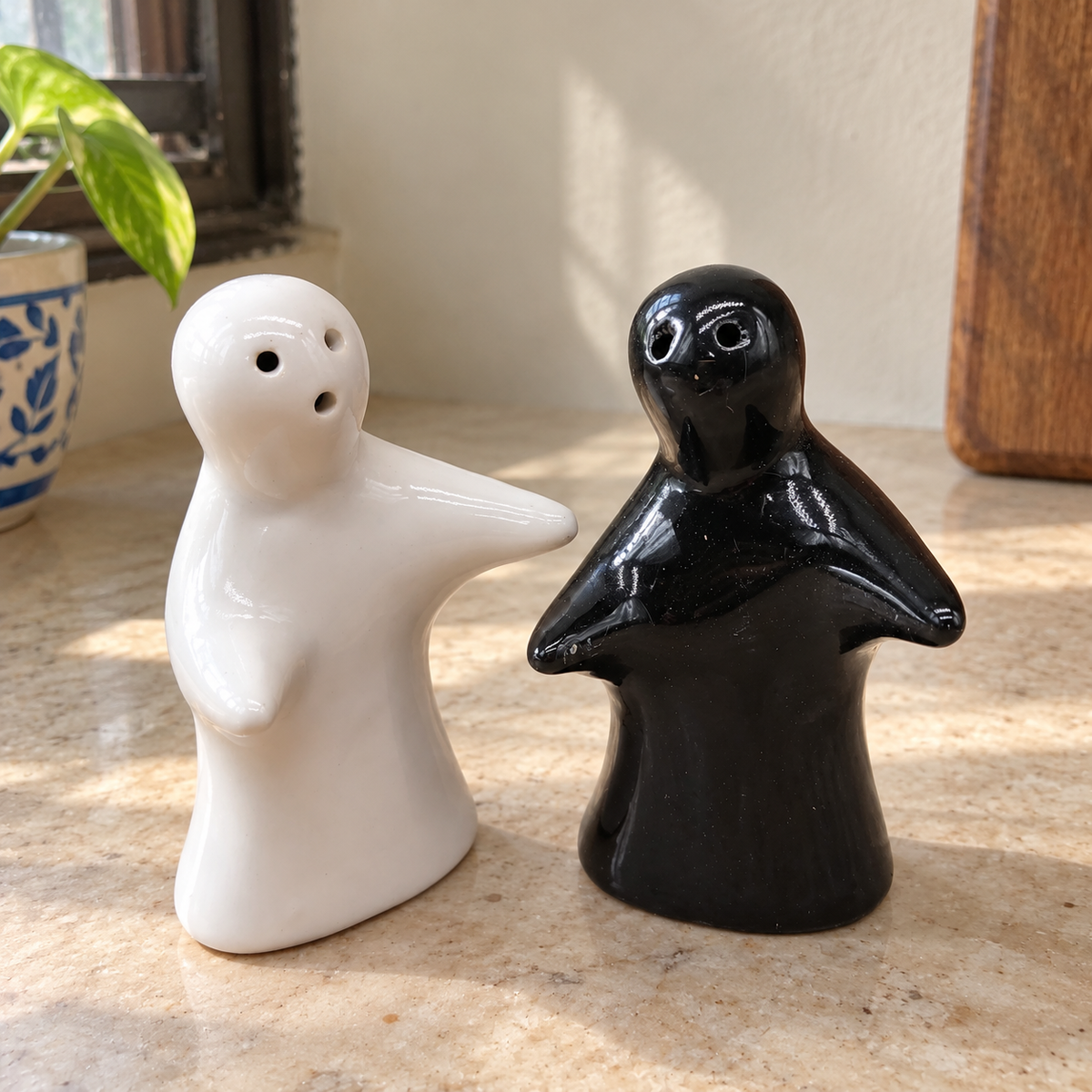 Ghost Ceramic Salt and Pepper Shakers - Set of 2 - home lifestyle view