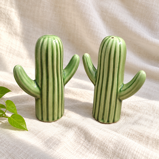 Cactus Ceramic Salt and Pepper Shakers - Set of 2 - product view