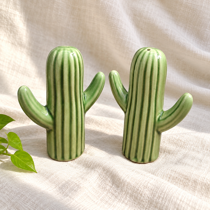 Cactus Ceramic Salt and Pepper Shakers - Set of 2