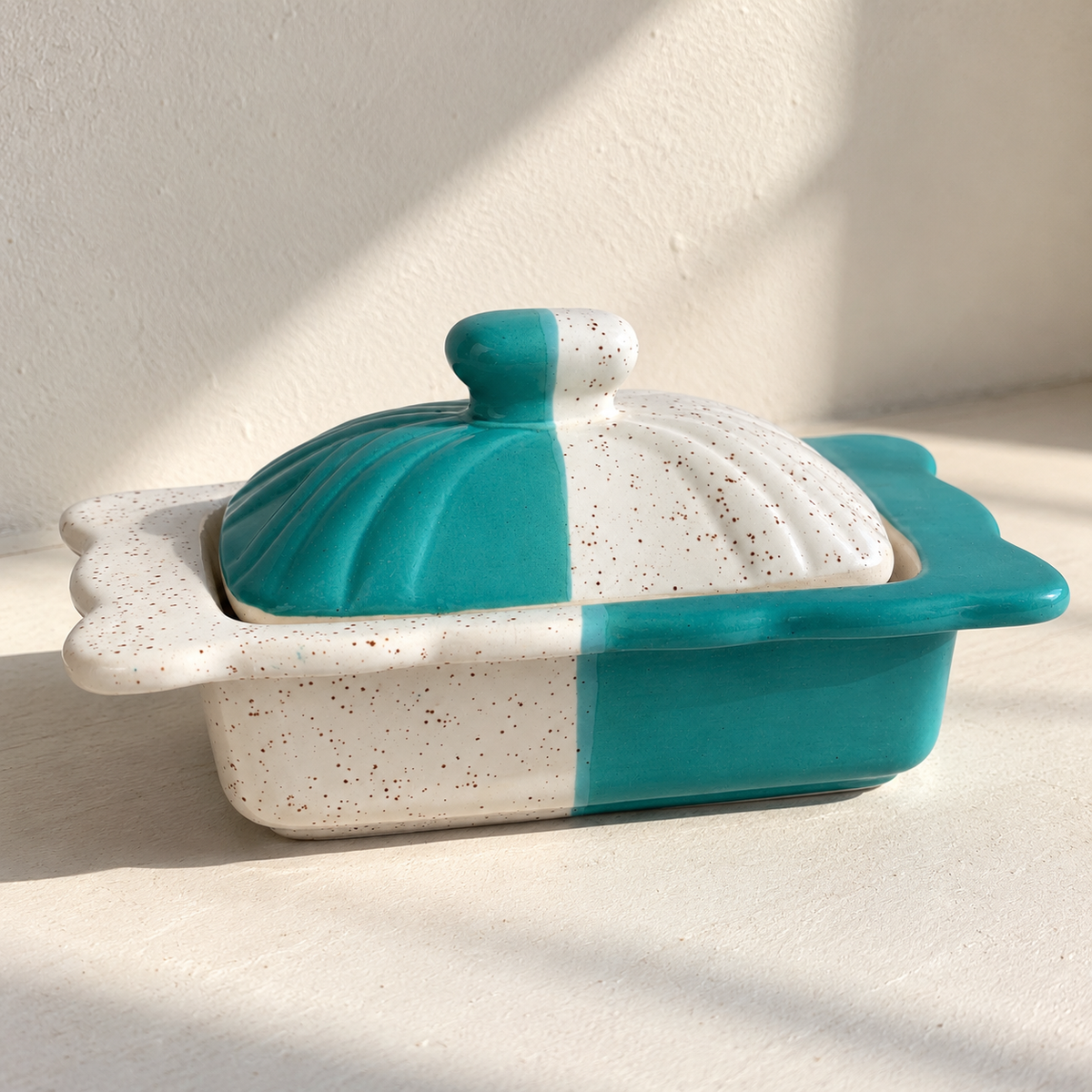 Two-Tone Ceramic Butter Dish with Lid - additional product view