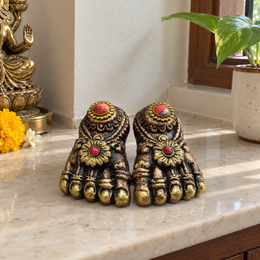 Antique Gold Lakshmi Charan - Pair - home lifestyle view