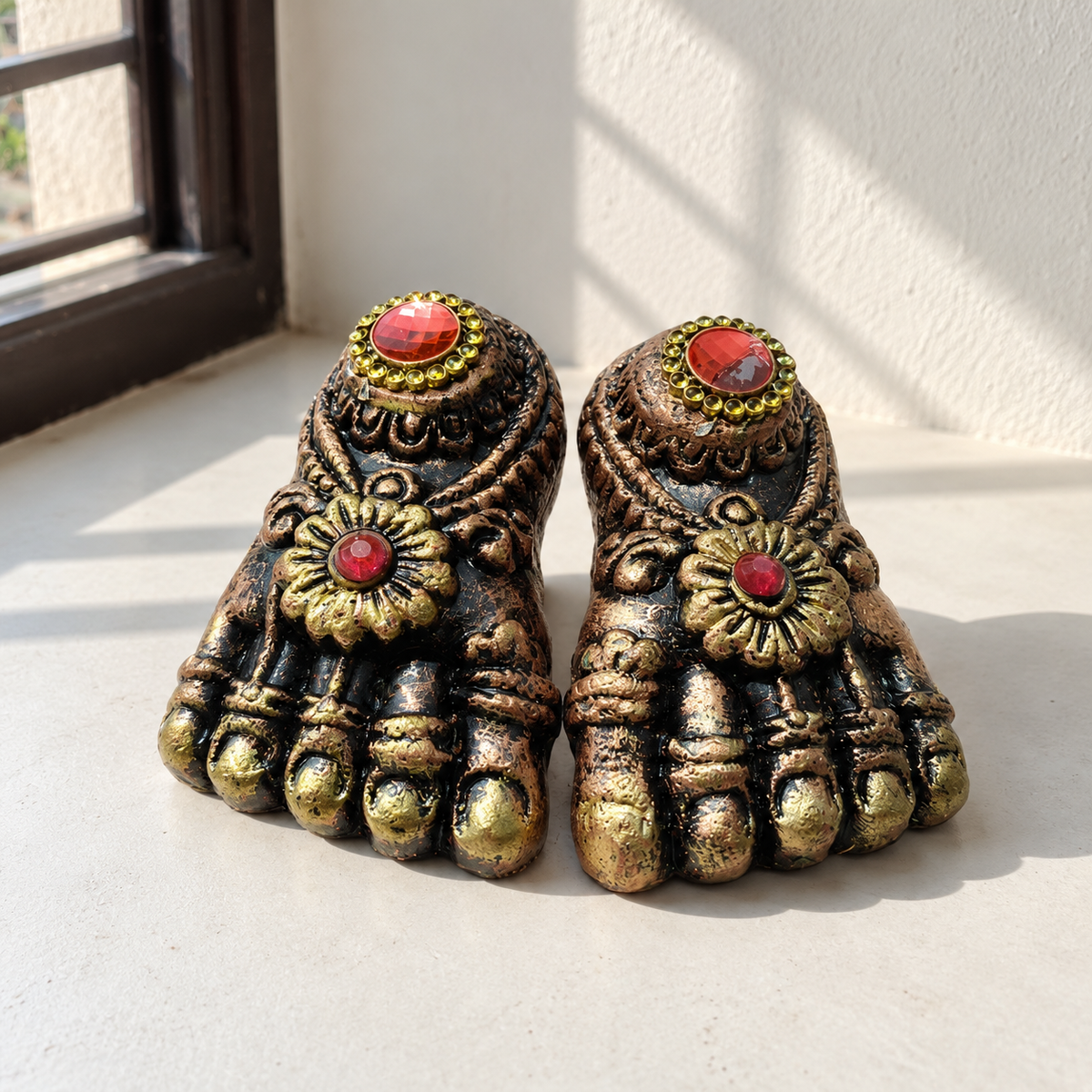Antique Gold Lakshmi Charan - Pair - additional product view