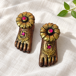 Floral Lakshmi Charan - Antique Gold Pair - product view