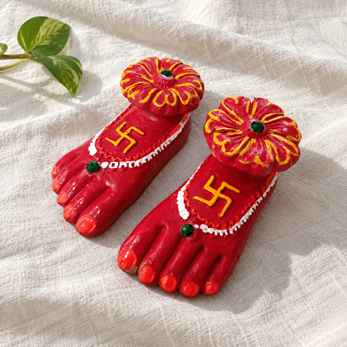 Red Floral Lakshmi Charan - Pair - product view