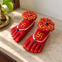 Red Floral Lakshmi Charan - Pair - home lifestyle view