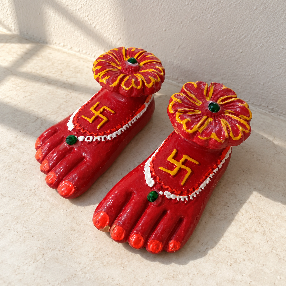 Red Floral Lakshmi Charan - Pair - additional product view