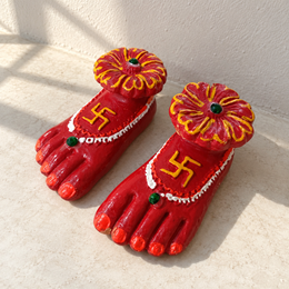 Red Floral Lakshmi Charan - Pair - additional product view