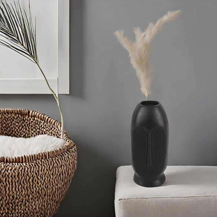 Black Sculptural Face Ceramic Vase
