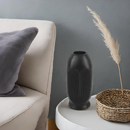 Black Sculptural Face Ceramic Vase - home lifestyle view