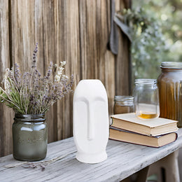White Sculptural Face Ceramic Vase - additional product view