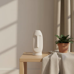 White Sculptural Face Ceramic Vase - Small - additional product view