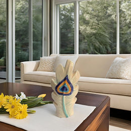 Peacock Feather Ceramic Vase - product view