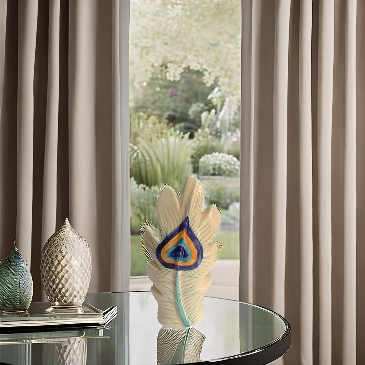 Peacock Feather Ceramic Vase - additional product view