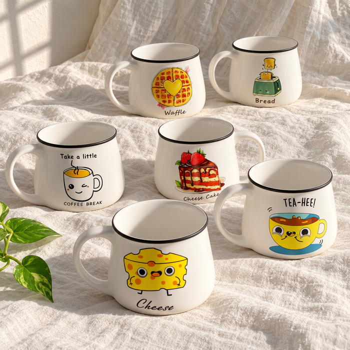 Morning Series Ceramic Tea Cups - Set of 6