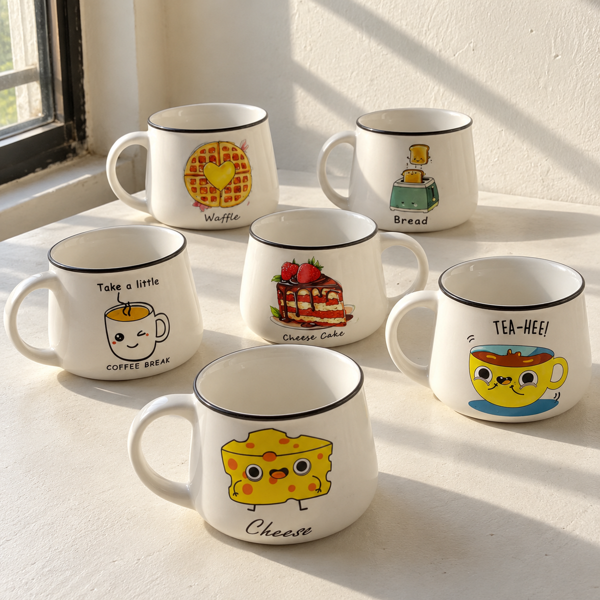 Morning Series Ceramic Tea Cups - Set of 6 - additional product view