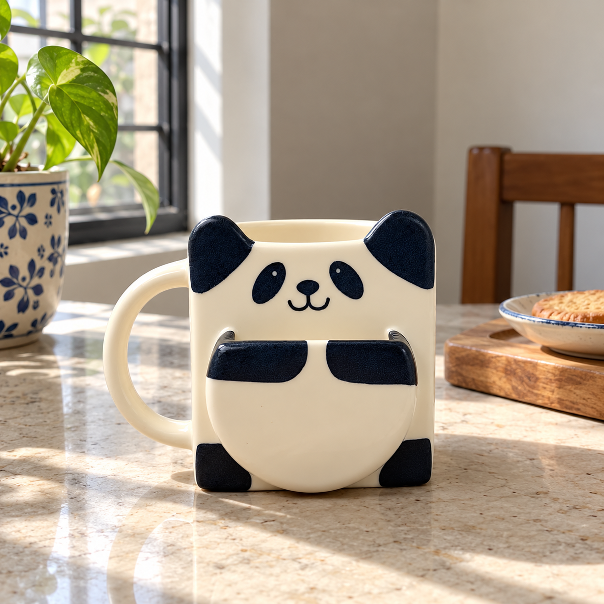 Panda Pocket Ceramic Mug - home lifestyle view