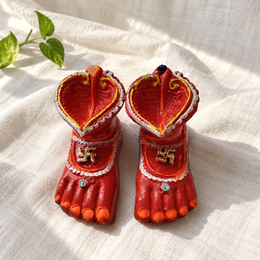 Red Lakshmi Charan Diyas - Pair - product view