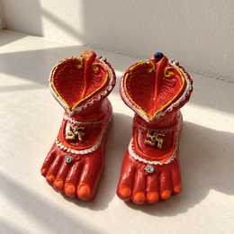 Red Lakshmi Charan Diyas - Pair - additional product view