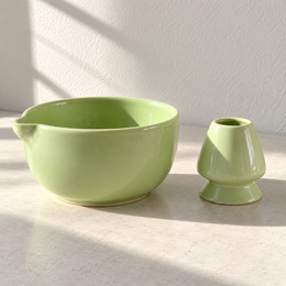 Green Mist Ceramic Matcha Bowl & Whisk Holder Set - additional product view
