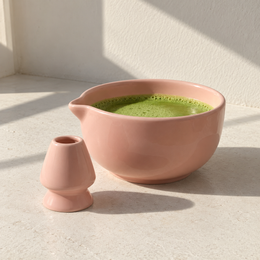 Pink Blush Ceramic Matcha Bowl & Whisk Holder Set - additional product view