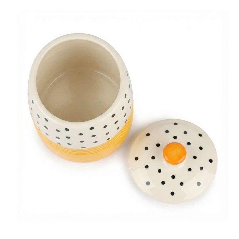 Yellow Polka Dot Ceramic Storage Jar - additional product view