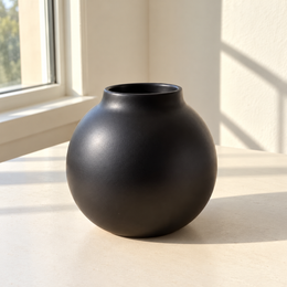 Matte Black Round Ceramic Vase - additional product view