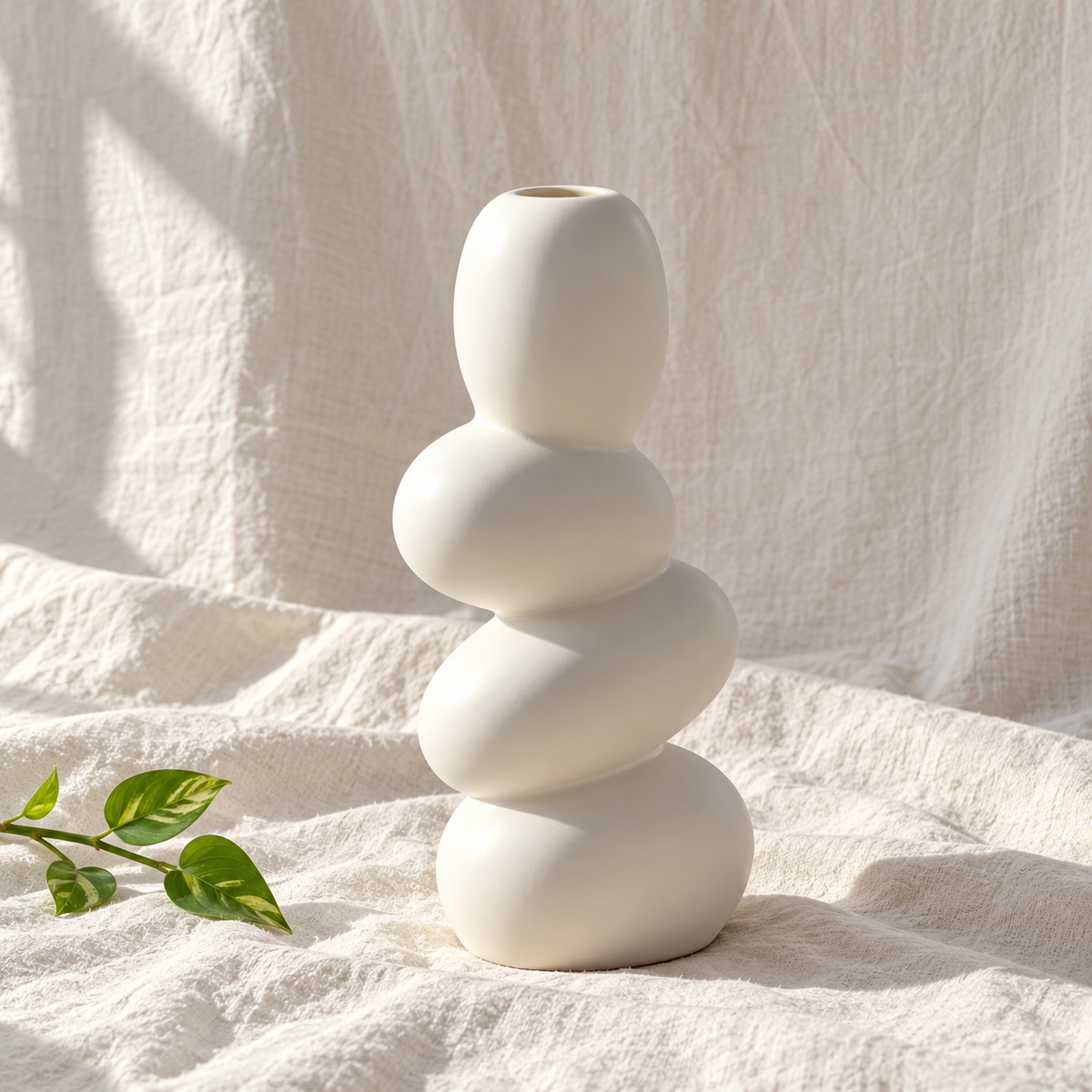 Stacked Stone Sculptural Ceramic Vase - product view