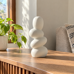Stacked Stone Sculptural Ceramic Vase - home lifestyle view