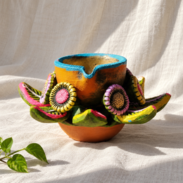 Hand-Painted Multicolor Flower Urli - product view