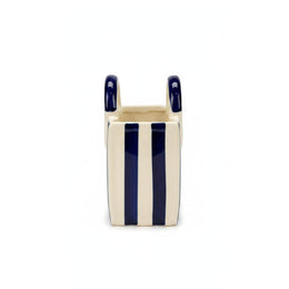 Blue Striped Ceramic Basket Vase - additional product view