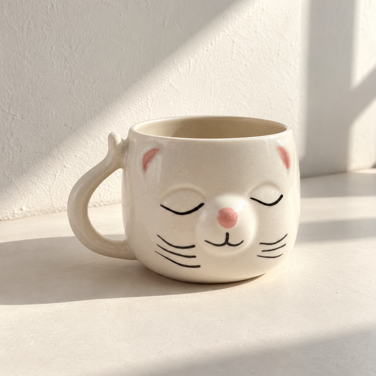 Sleepy Cat Face Ceramic Mug - additional product view