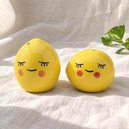 Smiley Ceramic Salt and Pepper Shakers - Set of 2 - product view