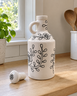 White Botanical Ceramic Oil Dispenser - 1 L — kitchen lifestyle