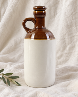 Classic Brown and White Ceramic Oil Dispenser - 1 L — off-white drape