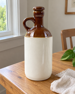 Classic Brown and White Ceramic Oil Dispenser - 1 L — sunlit dining table