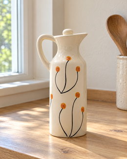 Mini Orange Floral Ceramic Oil Dispenser — kitchen lifestyle