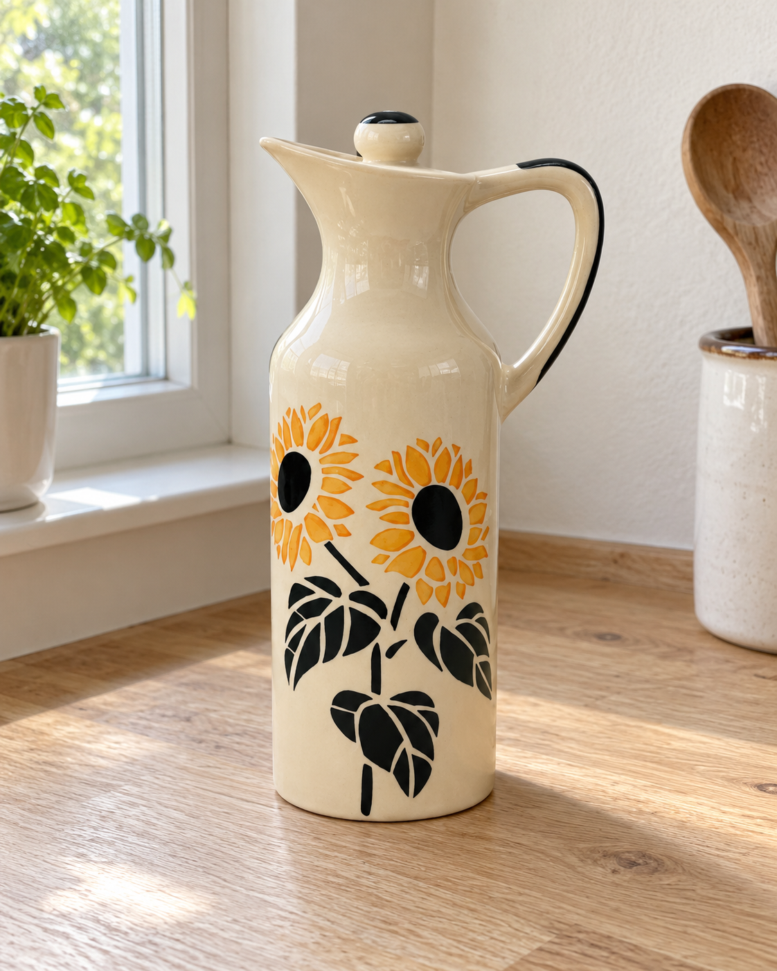 Mini Sunflower Ceramic Oil Dispenser — kitchen lifestyle