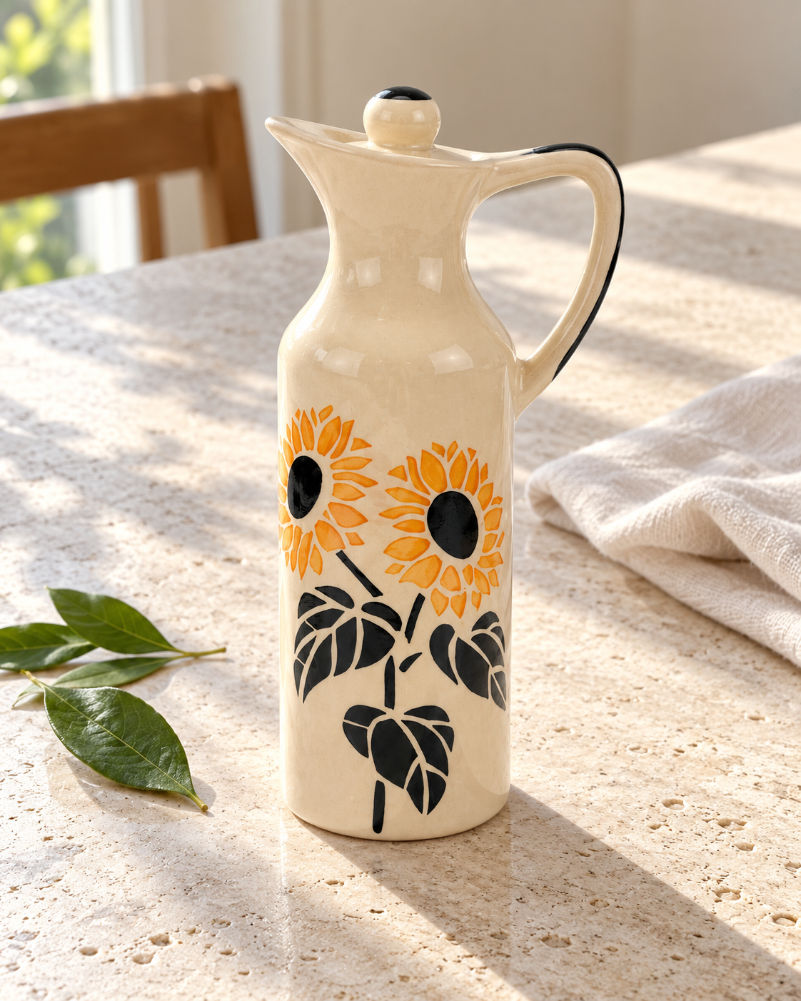 Mini Sunflower Ceramic Oil Dispenser — sunlit table