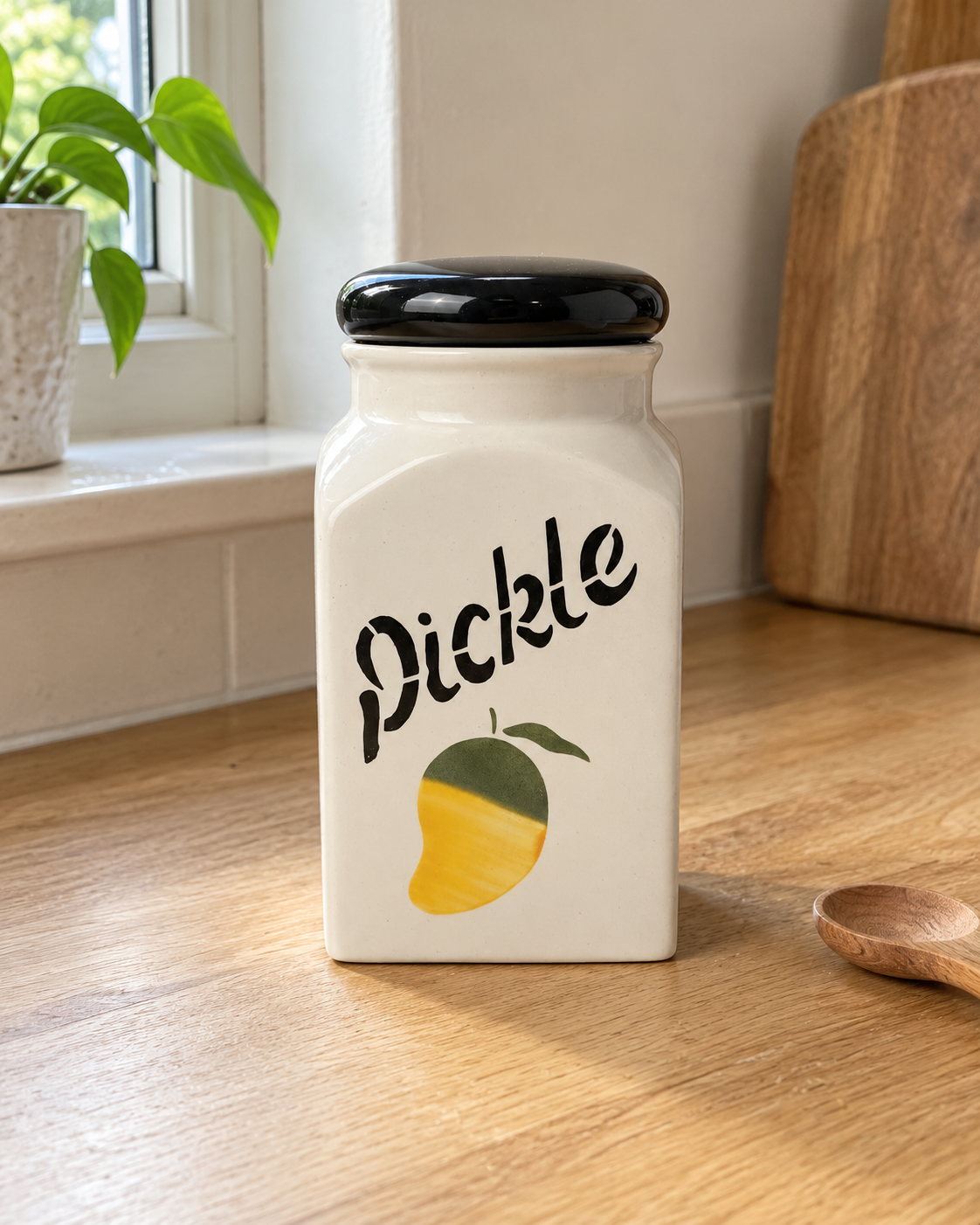 Mango Motif Ceramic Pickle Jar - 500 ml — kitchen lifestyle