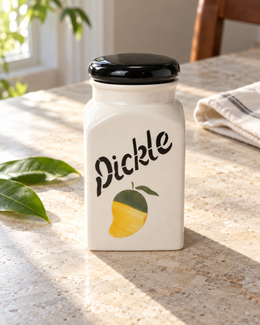 Mango Motif Ceramic Pickle Jar - 500 ml — sunlit table