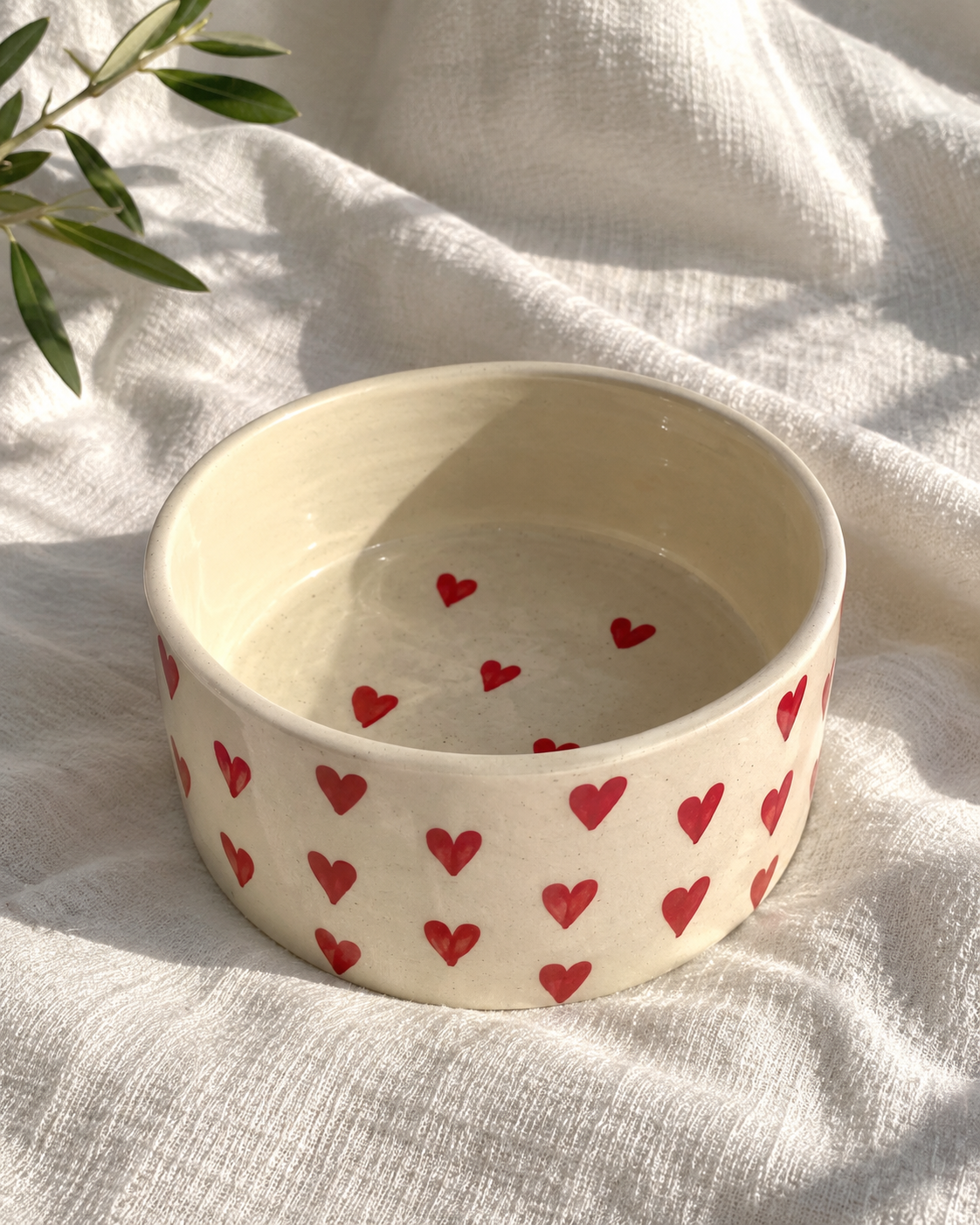 Red Heart Breakfast Bowl — off-white drape