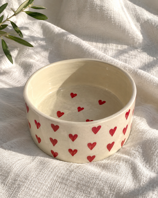 Red Heart Breakfast Bowl — off-white drape
