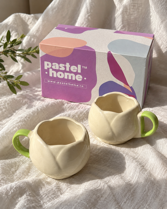 Pastel Home Gift Box - White Tulip Mugs only (Set of 2) — off-white drape